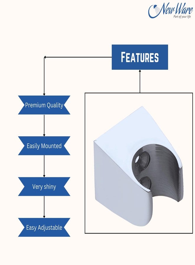 NEW WARE خطاف حائط نحاسي جديد من نيو وير للحنفية والدش اليدوي | حامل حنفية مربع الشكل | ملحق حمام مطلي بالكروم - Image 2